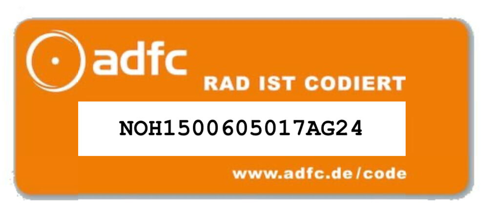 ADFC Aufkleber eines vom ADFC codierten Fahrrads
